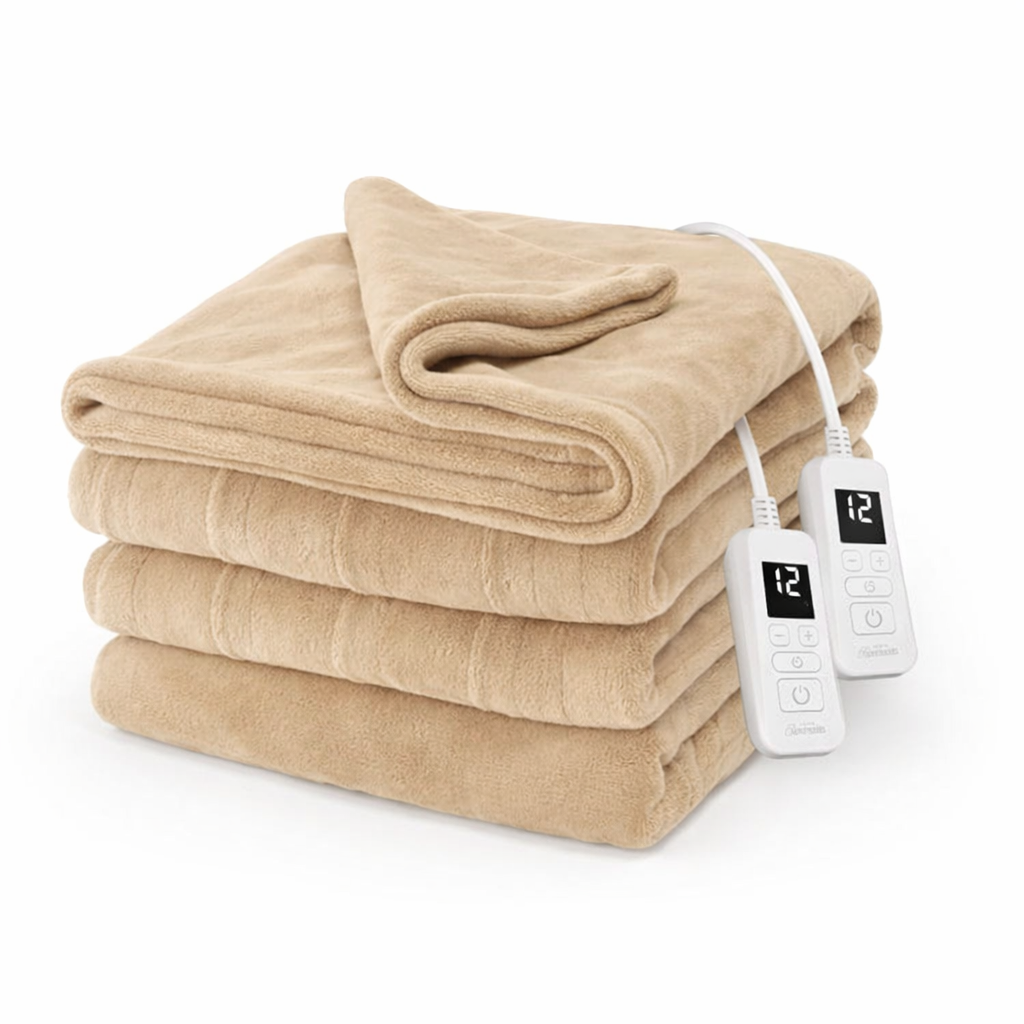 Sunbeam Electric Royal Luxe Microplush Heated Blanket, 12 Heat Settings, 12-Hour Auto Shut-Off, Fast Heating, Warm and Cozy, Cadet Blue Color, Full (84" x 90")