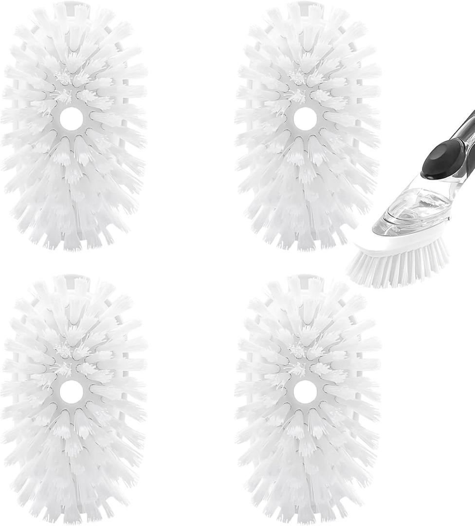Brush Refills for RIMAY Dish Brush - 4 Pack Dish Brush Cleaning Soap Dispensing Head Replacement for Scrubber (White)