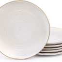 famiware Tempus Dinner Plates Set for 6, 10.5 Inch Dish Set, Kitchen Plates, Microwave and Dishwasher Safe, Scratch Resistant - Antique White