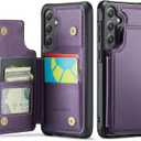 Vinich for Samsung Galaxy S26 Wallet Case with Card Holder, RFID Blocking Credit Slots Kickstand Shockproof Phone Cover for Women Men, Purple