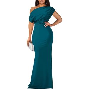 YMDUCH Women's Elegant Sleeveless Off Shoulder Bodycon Long Formal Party Evening Dress (Blue, XXL)