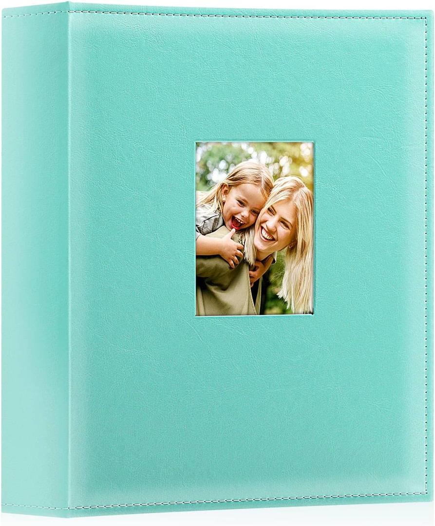 Ywlake Photo Album 4x6 400 Pockets, Leather Photo Albums Holds 400 Vertical Pictures Only Teal
