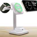 ESR Qi2 3 in 1 Wireless Charging Station, [Certified] Apple Watch Charger & 15W Qi2 MagSafe Charger Stand for iPhone, Wireless Charger for Multiple Devices iPhone 17/16/15/14/13&Watch&AirPods,White