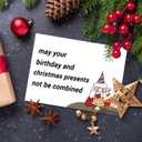 2 x Funny Christmas Birthday Card for Him Her, Hilarious Santa December Birthday Card for Boys Girls Friend Family, Humorous Xmas Holiday Birthday Cards for Men Women (#7)