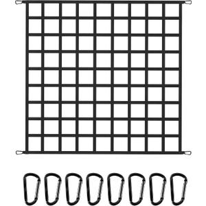 The First Flat Bungee Cargo Net for Pickup Truck Bed, 4' x 4' Stretches to 10' x 10', 25 MM Heavy Duty Cargo Net with 2 Using Modes, for Dodge RAM, Ford, Chevy, Toyota