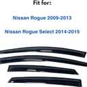 IG Window Visor for Nissan Rogue 2009-2013 & Rogue Select 2014-2015, Rain Guard Tape-On Side Vent Window Deflector Mugen Style, 2009 2010 2011 2012 2013 2014 2015 (SL Model 14-15 Only)