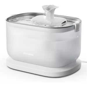 PETLIBRO Cat Water Fountain Stainless Steel Tray, Wireless Pump Cat Fountain, Ultra Quiet Pet Water Fountain, 2.5L Automatic Water Dispenser for Cats, Dual Flow Cat Water Dispenser Easy to Clean