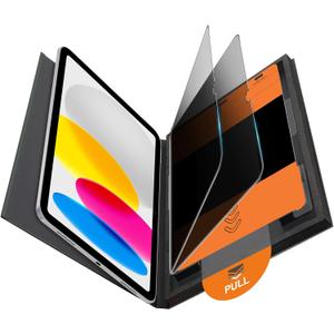 OMOTON 2 Pack Privacy Screen Protector for iPad A16 11th 10th Generation (11/10.9 inch 2025/2022), Anti-Spy Tempered Glass with Installation Tray for 11th/10th Gen-Case Friendly/Apple Pencil Support (Black)