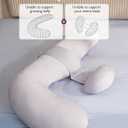 Momcozy Cooling Pregnancy Pillow,Original F Shaped Maternity Pillow for Pregnant Women with Adjustable Wedge Pillow, Full Body Support Pregnancy Pillows for Side Sleeping with Velvet Cover, Light Grey