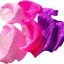 Belly Dance Faux Silk Veil Fans, 1 Pair (Left+Right) Faux Silk Bamboo Long Fans Veils, Handmade Belly Dance Dancing Silk Fans, Dance Performance