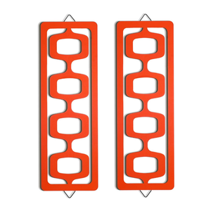 CroBlissful 2 Pcs Mid Century Modern Wall Art Wood Mid Century Elegance Decor Accents Abstract Wall Sculpture Geometric Panels for Interior Panel Art for Home Living Room (Orange)