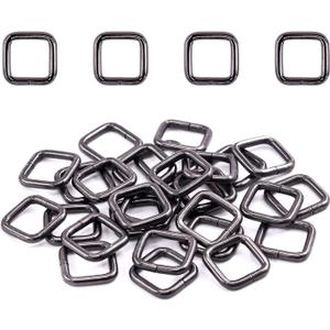 Swpeet 60Pcs 1/2 Inch - 13mm Gun-Black Metal Rectangle Ring, Webbing Belts Buckle Metal Rings for for Belt Bags DIY Accessories Keychains Belts and Dog Leash (Gun-Black, 1/2 Inch)