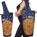 Fashion Printed Yoga Mat Bag with Large Side Pocket & Zipper Pocket Long Tote Yoga Bag Fit Most Size Mats - Holds More Yoga Accessories (37"x15.5", Astrology)