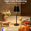 3 Pack Cordless Table Lamp, Portable Battery Operated Lamp with 3 Color Temps and Stepless Dimming, Rechargeable Table Lamp for Dinner, Desk, Cafe, Outdoor (Black)