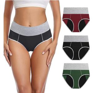 Leakproof Incontinence Underwear for Women, Washable Reusable Cotton Briefs with Heavy Absorbency 50200ml, Bladder Control Panties for Postpartum, Menopause (Multi Color, Large)