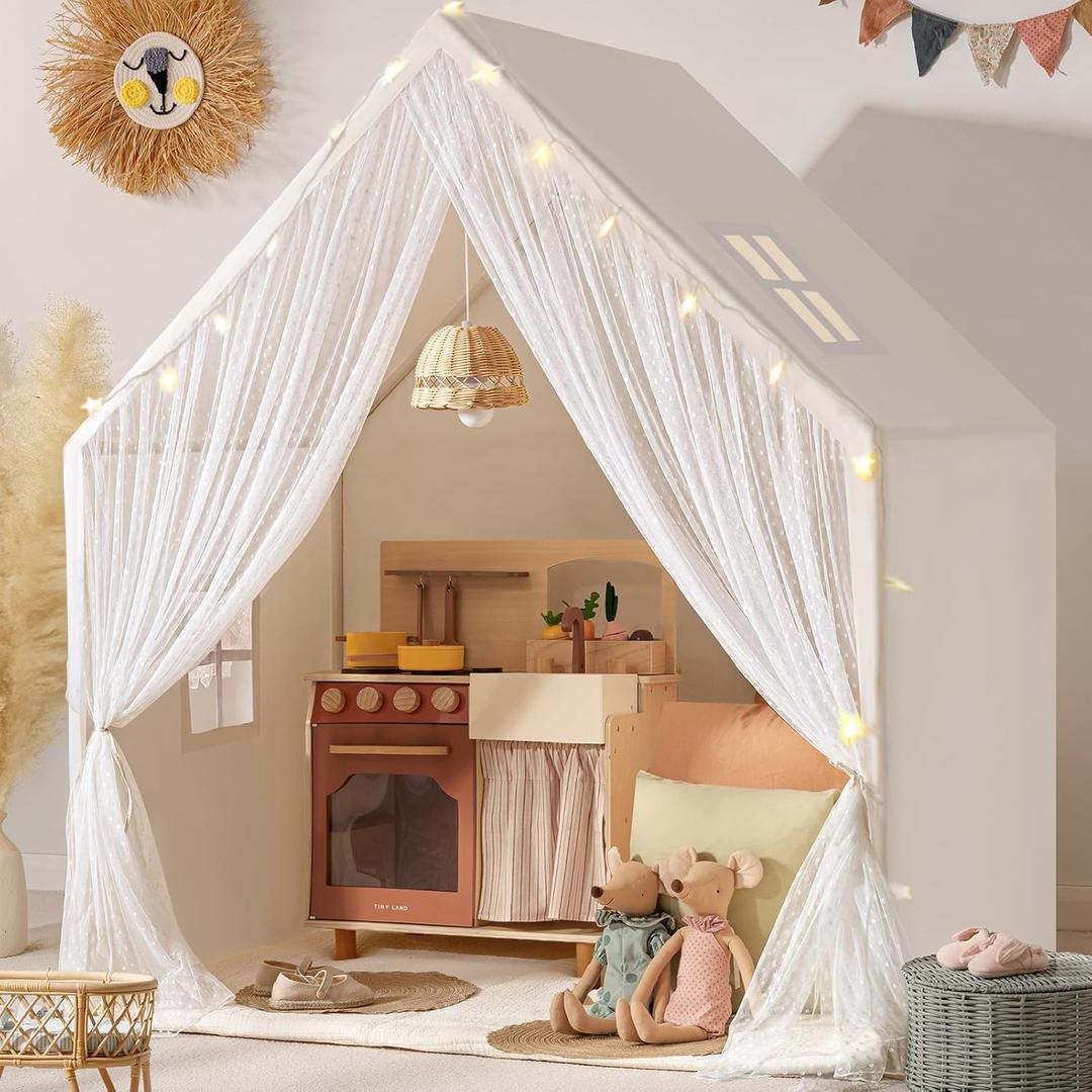 Tiny Land Kids Play Tent, Kids Tent for Girls and Boys, Indoor Playhouse for Toddlers, Large Play House | Reading Nook (Lace Play Tent)