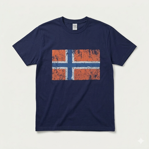 Norway Flag Norwegian Blue Scandinavian Cross T-Shirt, XL