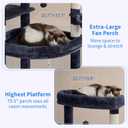 Heybly Tall Cat Tree for Large Cat, 80-inch Multi-Level Cat Tower for Indoor Cats with Large Baseboard, Condo Furniture with 2 Widened Plush Perches,Scratching Board and Big Caves, Smoky Gray HCT038G