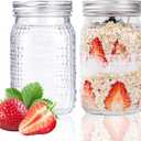 LUODA MirthMood 32 OZ Wide Mouth Mason Jars, 2 PACK Glass Mason Jars with Airtight Lids, Quart Mason Jars Wide Mouth for Preserving, Meal Prep, Overnight Oats, Sauces,Honey, Jam, Yogurt or Jar Decor