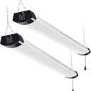 hykolity 4FT 120W LED Shop Light Linkable, 13000lm(400w Equivalent), 5000K Utility Shop Lights for Garages, Workshops, Basements, Hanging or FlushMount, with Power Cord and Pull Chain, ETL, 2 Pack (Black)