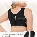 BRABIC Post Surgery Front Closure Bras for Women Full Coverage Compression Mastectomy Wireless Bra with Adjustable Straps (Black, XL)