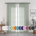 OWENIE Sheer Curtains, Sage Green Sheer Curtains 84 inch Length 2 Panels Set, Rod Pocket Voile Fimly Sheer Drapes for Living Room/Bedroom, 2pcs, Each 42" W x 84" L