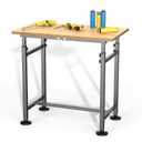 Ultrawall Workbench for Garage, 32"x18" Adjustable Height Work Table, Heavy Duty Rubber Wood Workstation for Workshop, Office, Home