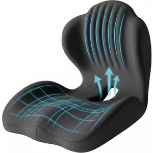 Ergonomic Seat Cushion,Lumbar Support for Office Chair, Memory Foam Chair Cushion for Car Seat,Long Sitting Comfort & Posture Support (Black), Large