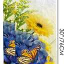 Hapuxt Hand Towels Face Towels Set of 2 Summer Yellow Blue Butterfly Flowers Soft Comfortable Polyester Microfiber Fast Water Absorbent Towels for Bathroom Kitchen 30X15 Inch