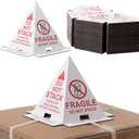 Dunzoom 60 Pcs Do Not Stack Cones 8 x 8 x 10" Do Not Stack Pallet Cones Corrugated Cardboard Safe Shipping and Handling Alerts for Repository Loading Docks (Red White)