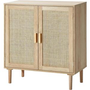 VEVOR Sideboard Cabinet, Buffet Cabinet with 2 Magnetic Doors and Adjustable Shelves, Sideboard Buffet for Hallway, Entryway, Living Room, or Kitchen, Natural