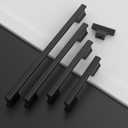 10 Pack 5 Inch(128mm) Matte Black Modern Rectangular Ambidextrous Pull Handles, Kitchen Cabinet Hardware, Drawer Pulls