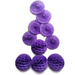 Wall Decoration Hanging Paper Fans Honeycomb Balls 10 Pieces 8" Tissue Paper Pom Poms Flower Balls for Birthday Wedding Party Baby Shower (10 Pieces 8", Purple Mix Set)