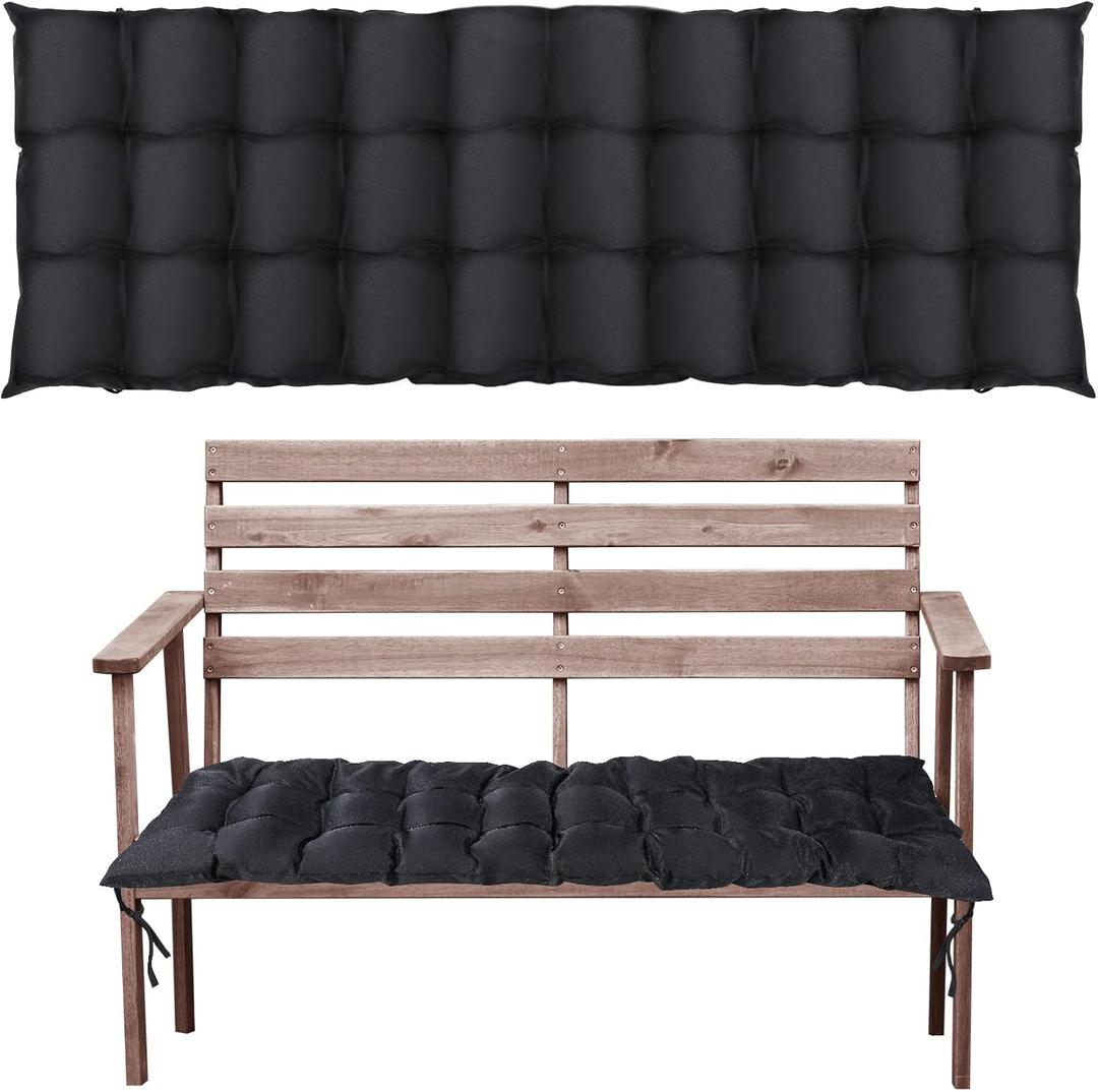 Thyle 63x19 Inch Bench Swing Replacement Cushions, 2-3 Seater Waterproof Patio Furniture Outdoor Cushions, 3 Inch Thicken Cushion, Rocking Chairs Long Bench Pad for Lawn Garden (Black,1 Pcs)