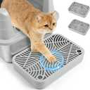 Kalolary 2PCS Litter Box Ramp, Cat Steps/Stair for Litter Box, Litter Catcher with Filter Function and Non-Slip Rubber Feet, Suitable for Small and Elderly Cats