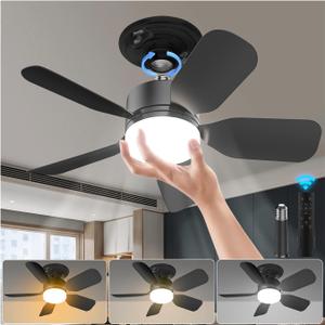 20" Socket Fan Light with Remote, 30W 2000 Lumens, 3 Colors 3000-6000K Small Ceiling Fans with Lights 6 Speed Wind Light Bulb Fan for Bedroom, Living Room, Kitchen, Laundry Room