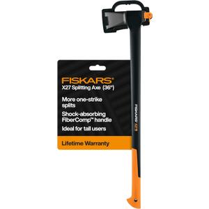 Fiskars X27 Super Splitting Axe, 36" Wood Splitting Axe for Medium to Large Size Logs with Shock-Absorbing Handle, Split Firewood, Forged Steel Blade, Bushcraft Gear and Camping Hatchet