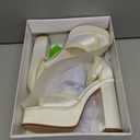 Platform Heels Wedding Shoes for Bride Ankle Strap Bridal Heeled Sandals Wedding Heels (6, Ivory)