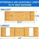 Foldable Bathtub Tray Expandable to 109cm with Bath Bomb and Scented Candle, Adjustable, Waterproof Bamboo Bathtub Caddy with Anti Slip Grip Pads for Home Spa