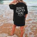 Oversized Tshirt Christian Shirts Short Sleeve Faith Letter Print Tee Shirt Casual Loose Tops (Medium)