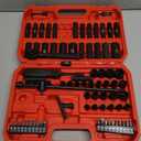 LLNDEI 1/4 inch Drive Impact Socket Set 83 Piece,Standard SAE(5/32-9/16 inch) Metric Size(4-15mm),72T Ratchet Wrench Handle,CR-V Mechanics Tool Set with Adapter,Screwdriver Bits for Automotive Repair