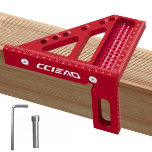 3D Carpenter Square with Degrees Scriber, 22.5-90 Degree Drawing Line Ruler with Pin, Precision Square for Woodworking, Construction, Craftsmen and DIY (Inch)