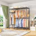 Ulif F7 Garment Rack, Heavy Duty Clothes Rack, Clothing Racks for Hanging Clothes, 6-Tiers Freestanding Portable Closet Storage Rack 58'' W 14.6'' D 76.6'' H, Max Load 800 Lbs, Black