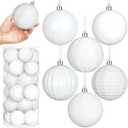 24 Pcs 3.14" White Large Christmas Balls Ornaments Christmas Tree Decoration Plastic Shatterproof Hanging Ornaments Set for Xmas Wedding Holiday Party Wreath Home Decor