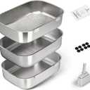 Triple Pan Stainless Steel Sifting Cat Litter Box