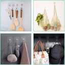 Premium Cotton Mesh Produce Bags, Natural, Reusable Washable Shopping Net, 2 Pack for Fruits, Vegetables, Grocery (Eco-Friendly Cotton Mesh Bags with Hooks, 4, Piece)