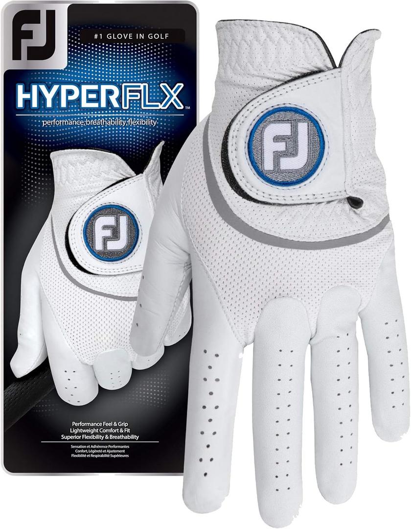 FootJoy Men's HyperFLX Prior Generation Golf Gloves (Cadet Medium, White)