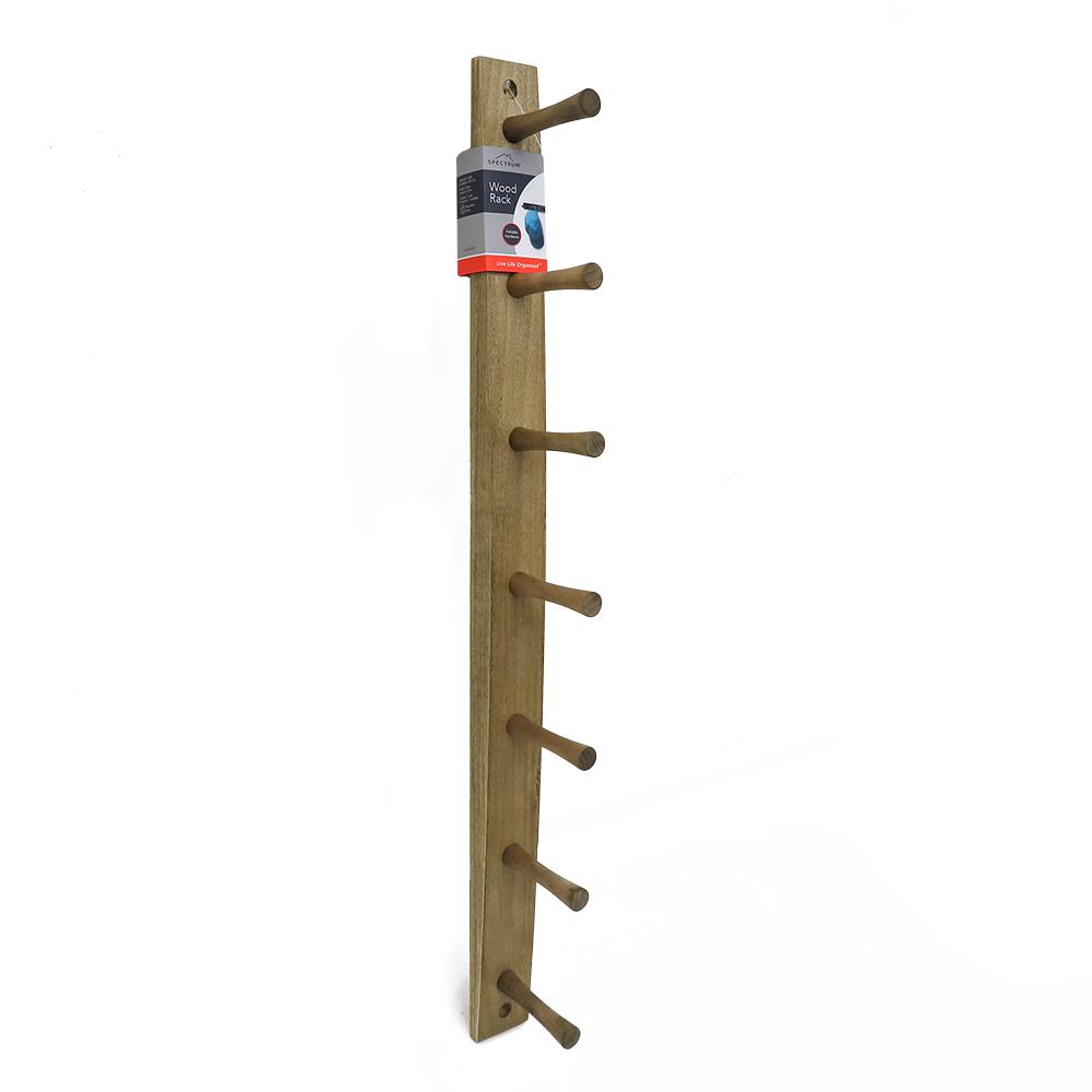 7-HOOK WOODEN WALL RACK