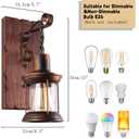 LightInTheBox Rustic Wall Sconces, Vintage Wall Sconce, Rustic Light Fixtures, Farmhouse Antique Wooden Wall Lamp for Aisle, Vanity Mirror, Hallway, Bedroom Bedside, Bar (2 Pack) (2PCS)
