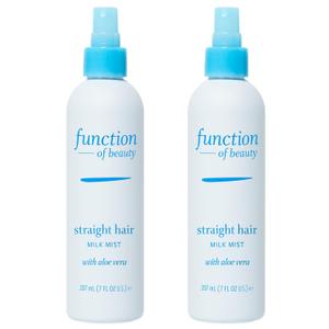 FUNCTION OF BEAUTY Customizable Leave-In Milk Mist for Straight Hair, 7 oz Each (2-Pack) - Leave In Conditioner With Aloe Vera, Sulfate-Free, Infuses Hydration for Weightless Shine